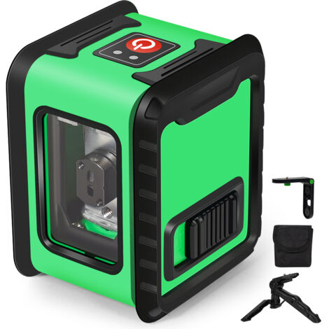 Eosnow Niveau laser infrarouge, niveau à deux lignes croisées de lumière verte de haute précision, nivellement automatique à 4 degrés, 2 niveaux de luminosité de la lumière verte réglables, batterie n