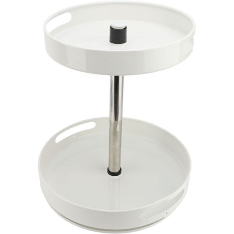 Eosnow Organizer per spezie a 2 livelli, vassoio girevole a 360 gradi, piatto girevole regolabile in altezza, porta spezie da cucina, condimenti, bianco