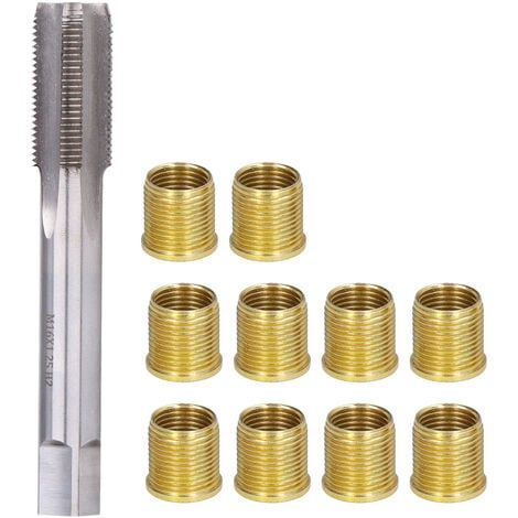 Eosnow Outils de réparation de filetage de bougie d'allumage Moteur à essence,Inserts en métal M14x1.25 et kit de robinet M16x1.25