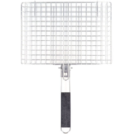 Eosnow Panier à grillades pliable en acier inoxydable, réutilisable, résistant à la chaleur, poignée en bois, support pour l'extérieur