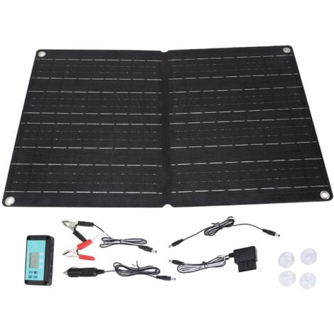 Eosnow Panneau Solaire Pliable ETFE 60W 12V - avec Contrôleur 60A, Ports USB Double, Prise OBD - Imperméable IP68 pour Téléphone, Voiture, Camping & Extérieur