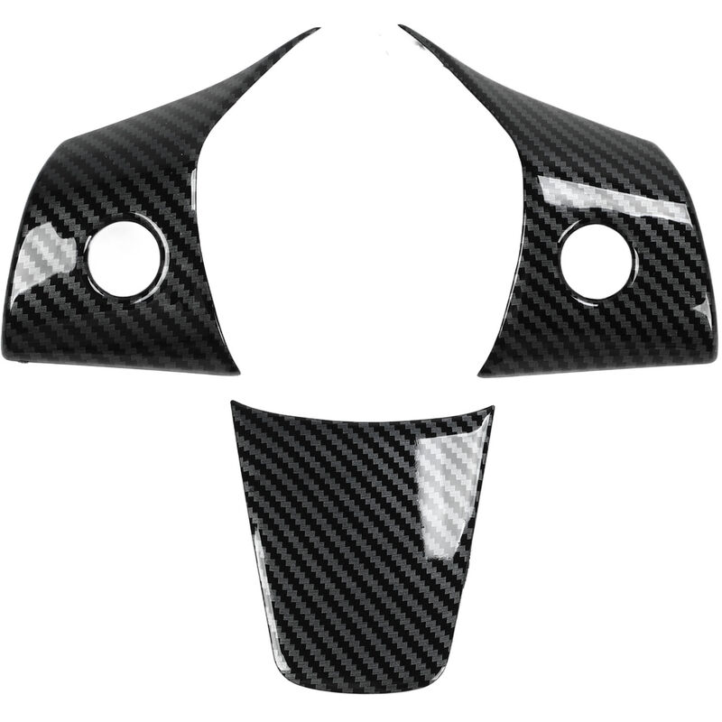 Eosnow - Patch de couverture de volant, accessoires d'intérieur de remplacement pour Tesla modèle 3 ou y 2021 à 2023, aspect Fiber de carbone, 3