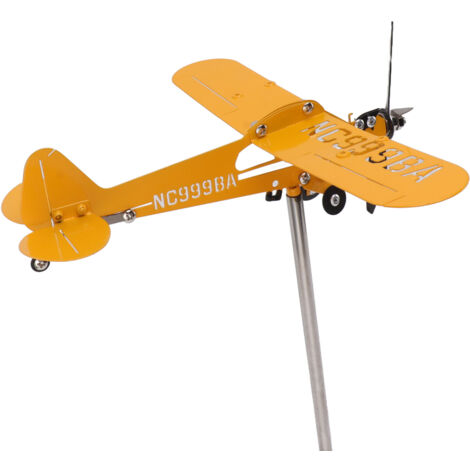 Eosnow Piper J3 Cub Flugzeug Weathervane 3D Metall Wetter Schaufel Außendach Windrichtung Indikator Garten Dekor Groß