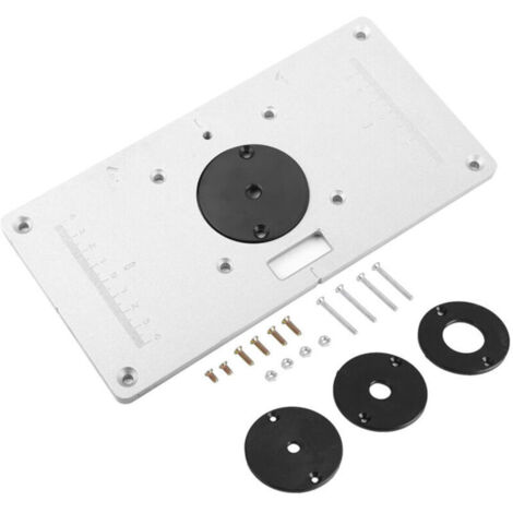 Eosnow Plaque d'insertion de Table de routeur en aluminium 2351208mm avec 4 anneaux et vis pour bancs de travail du bois