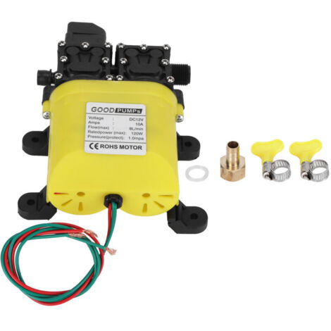 Eosnow Pompe a eau,Pompe à haute pression à diaphragme 12V 120W 8L avec pompe d'injection d'eau automatique à connecteur en cuivre