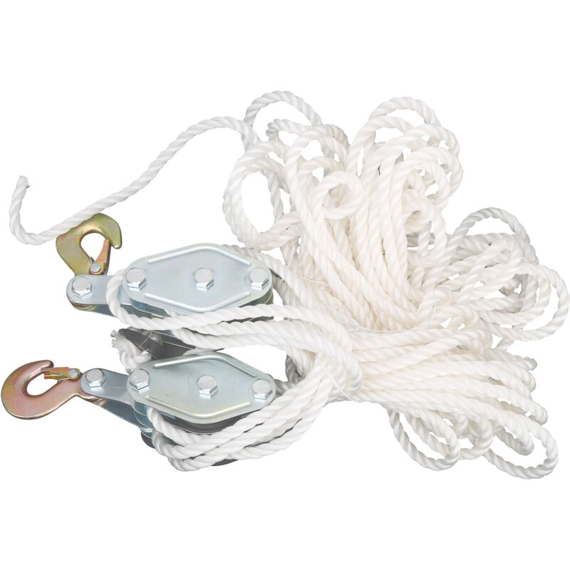 Poulie de levage, charge de 4000lb, crochet en acier galvanisé, bloc de poulie de levage avec corde en Nylon multiple - Eosnow