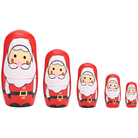 Eosnow Poupées Matryoshka en bois peintes à la main, 5 pièces, ensemble de nidification russe, décoration de la maison (petit père noël)