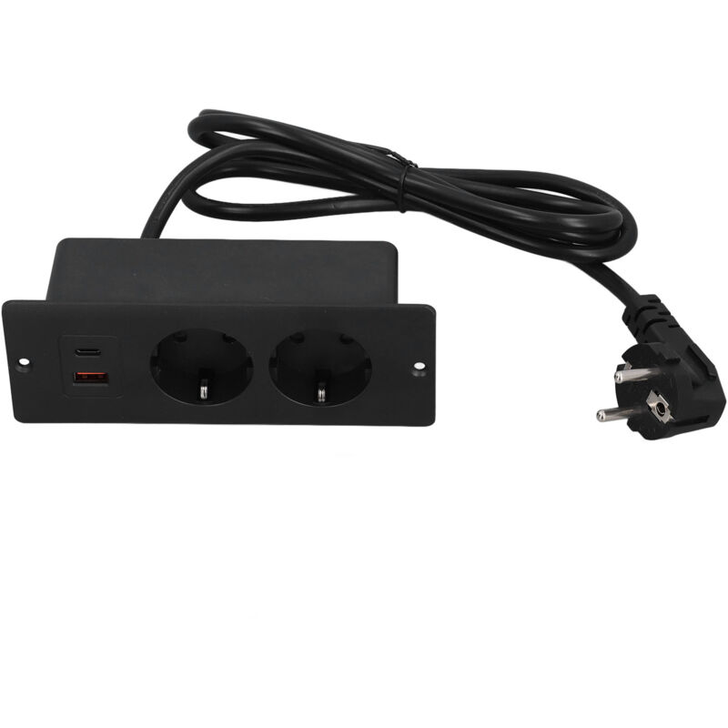 Prise encastrée 2 prises avec port usb c a PD20W, multiprise intégrée pour meuble, cordon de 1,5 m - Eosnow