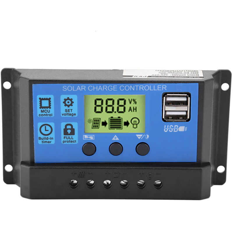 Pwm 12 v 24 v double usb régulateur de charge de panneau solaire écran lcd 30A (YJSS-30A) - Eosnow