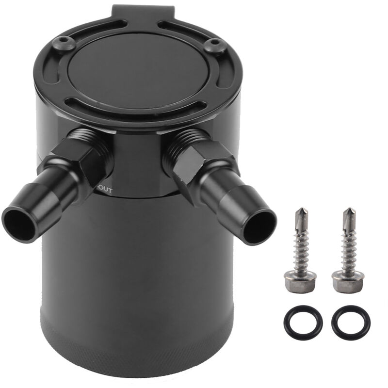 Récupérateur d'huile à déflecteur compact universel en alliage d'aluminium, 2 ports, noir - Eosnow