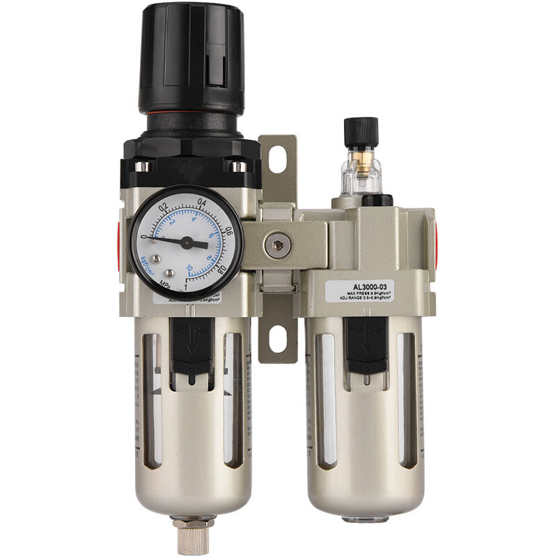 Eosnow - Régulateur de pression d'air comprimé en alliage d'aluminium AC3010-03, 1 pièce, piège à humidité, filtre à eau 3/8'