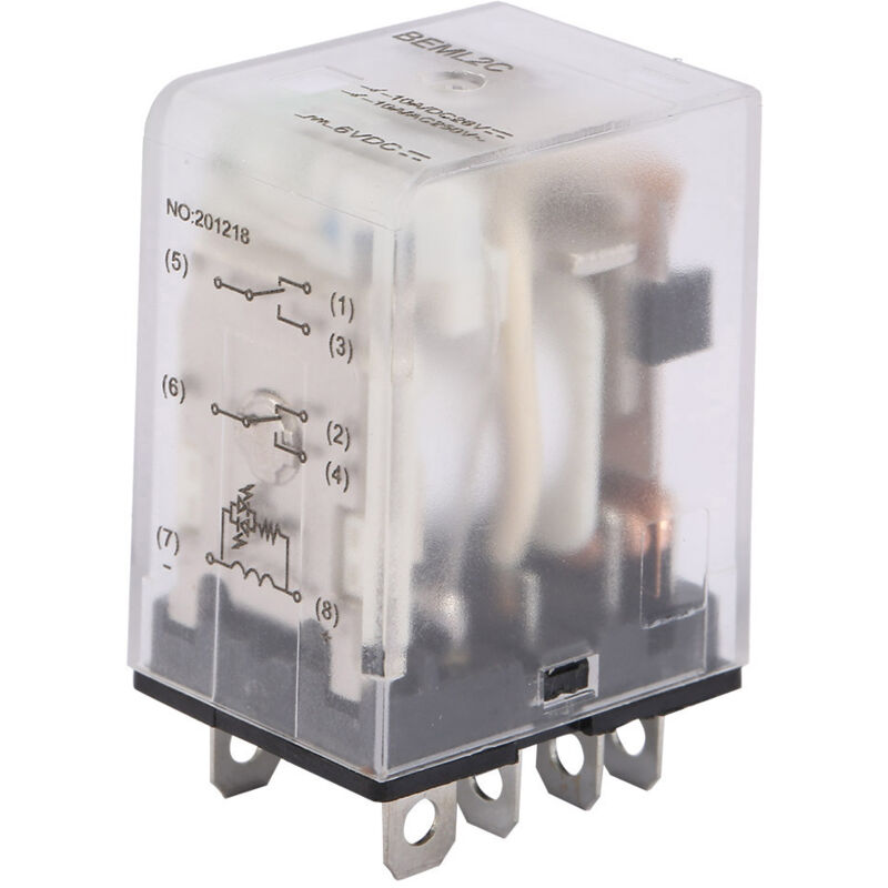 Relais électromagnétique 6 v cc 8 broches, deux contacts ouverts et fermés, 10 a, avec voyant vert - Eosnow