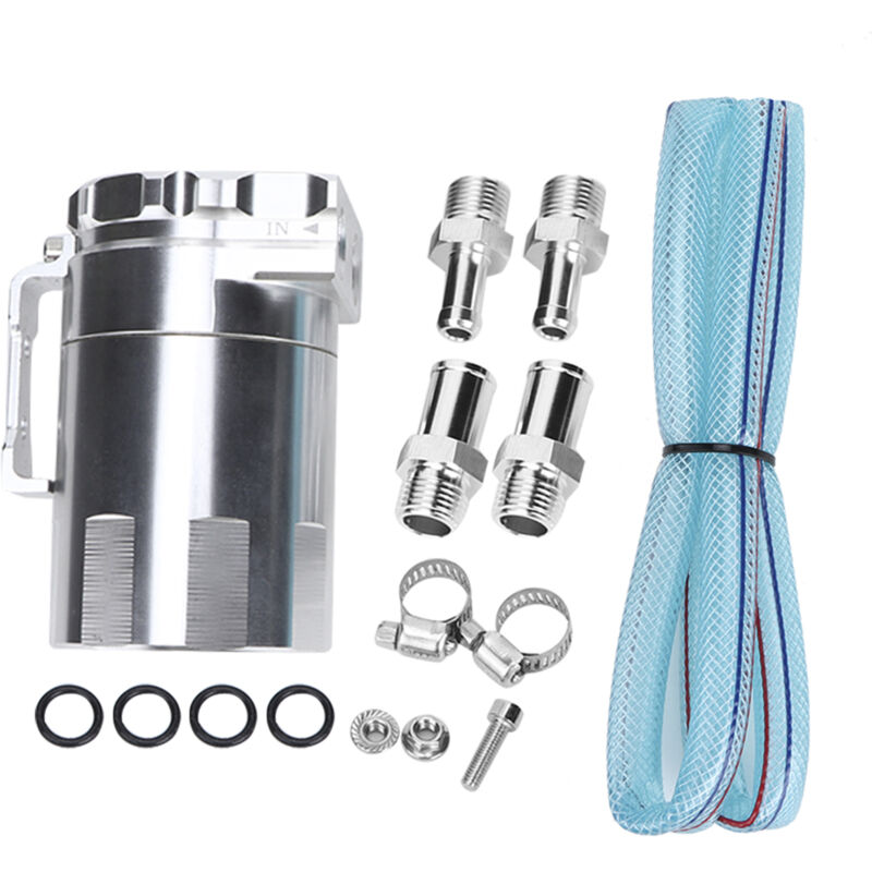 Eosnow - Réservoir de récupération d'huile moteur en aluminium, réservoir de reniflard, accessoires de Modification de voiture (argent)