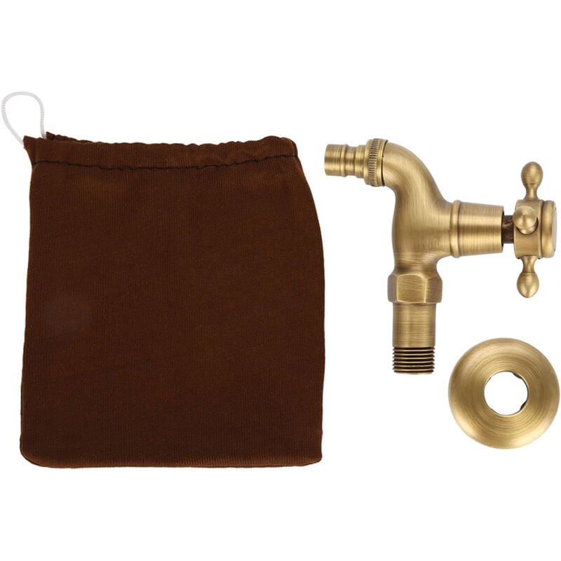 Eosnow Robinet Vintage en laiton massif à poignée unique pour Machine à laver, robinet d'eau mural (court)