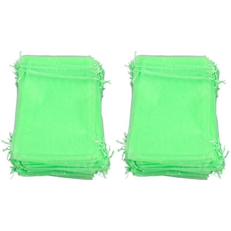 Sac de filet de Protection de fruits de 100 pièces, barrière de maille de jardin réutilisable, pour arbres à fleurs de plantes vert 15x2