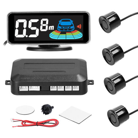Eosnow Sensore di parcheggio per auto Sistema radar di retromarcia posteriore con 8 sensori Rilevamento della distanza Display LCD Cicalino di avviso acustico