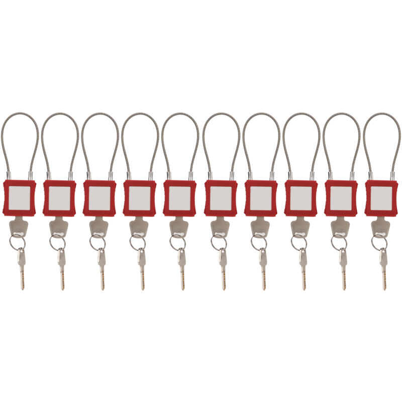 Eosnow - Serrure à câble de verrouillage avec clé, cadenas électrique en acier inoxydable pour l'entretien de l'équipement, 10 ensembles