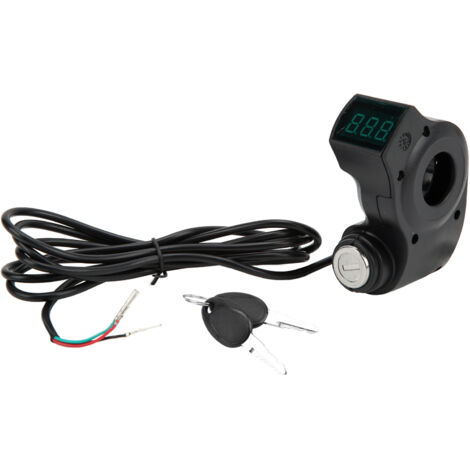 Eosnow Serrure d'allumage de Scooter électrique 3 broches prise un bouton démarrage Scooter interrupteur serrure avec 2 clés pour KUGOO pour Scooter M4
