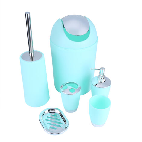 Eosnow Set di accessori da bagno da 6 pezzi, portasapone, portaspazzolino, scopino per WC