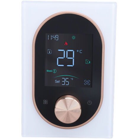 Eosnow Smart Color Thermostat, programmierbarer Touchscreen-Knopf, Temperaturregler für Wechselstrom 95–240 V, Standardweiß