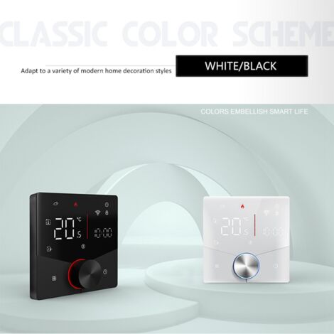 Eosnow Smart Tuya WiFi Thermostat Voice Control Digital Weekly Weekly Programmierbares Temperatur -Controller -Knopf mit dimmbarer Lichtfarbe für elektrische Heizungskompatible Tmall Genie Amazon Home