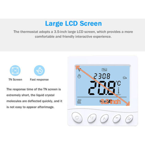 Eosnow Smart WiFi Elektroheizungsthermostat 16A, 3,2-Zoll-LCD-Bildschirm, mit App- und Sprachsteuerung, digital programmierbar