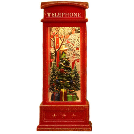 Eosnow Snow Globe Lantern for Telephone Booth, Light-Up Christmas Ornament for Bar KTV, Tree Decoration