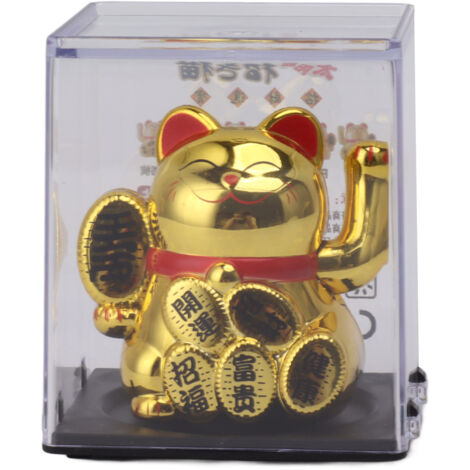 Eosnow Solar Powked Lucky Cat 2 pollici Mini carini Waving Wealth accogliente per la decorazione di automobili domestiche oro