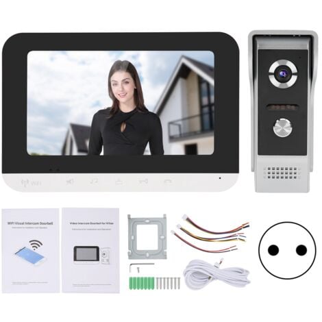 Eosnow Sonnette vidéo 7 pouces TFT LCD interphone filaire Wifi moniteur de déverrouillage à distance Vision nocturne prise 100-240VEU