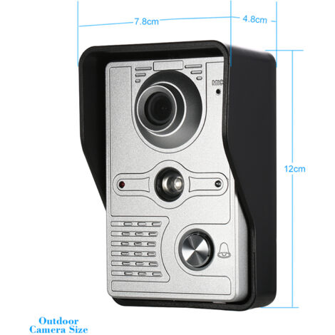 Eosnow Sonnette vidéo filaire 7 pouces, avec caméra extérieure étanche à la pluie et IR CUT, interphone visuel, communication bidirectionnelle, déverrouillage à distance
