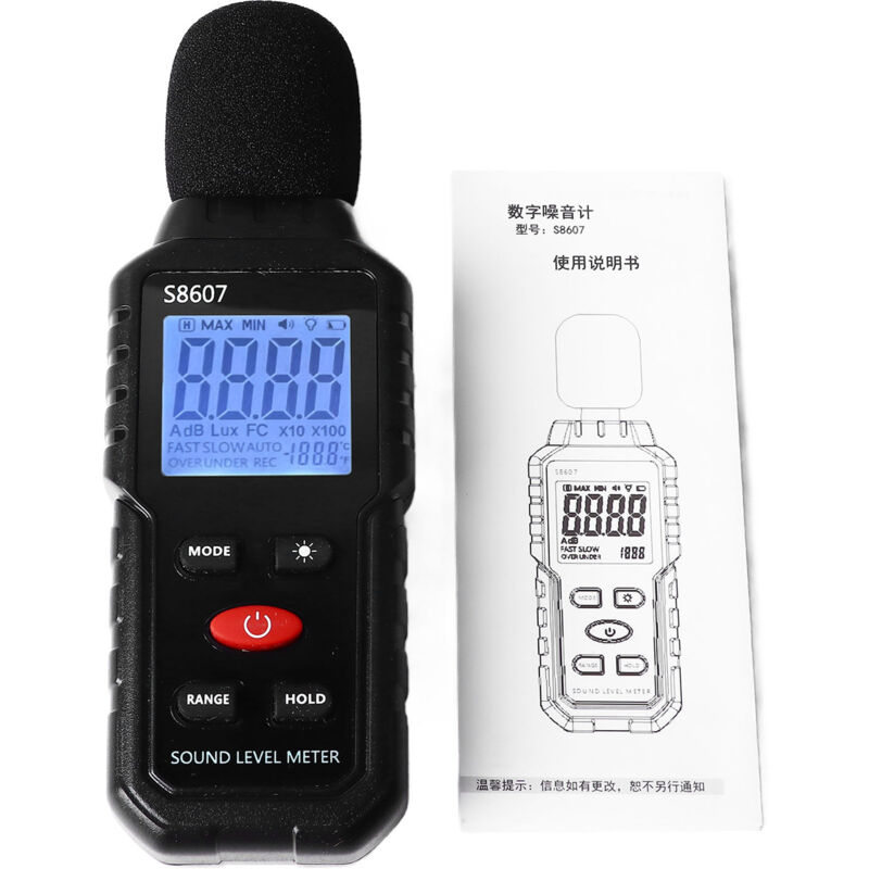 Eosnow Sonomètre numérique LCD, écran rétroéclairé, décibels de bruit, compteur SPL Portable S8607