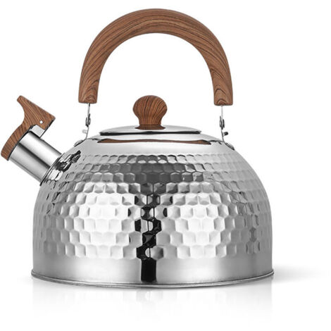 Eosnow Stainless Steel Whistle Kettle, Large Capacity, Flat Bottom, for Gas and Induction Hobs, Boiling, 2L