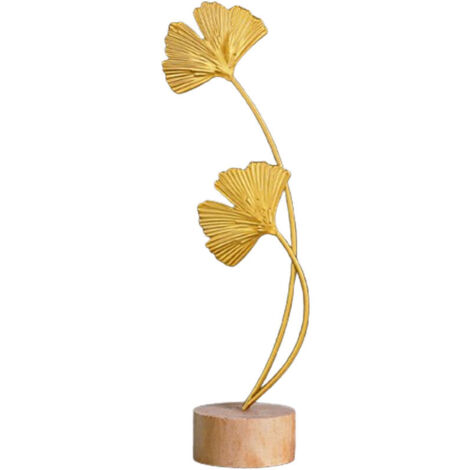 Eosnow Statue de feuille de Ginkgo dorée, ornement de bureau moderne en fer pour table d'entrée haute