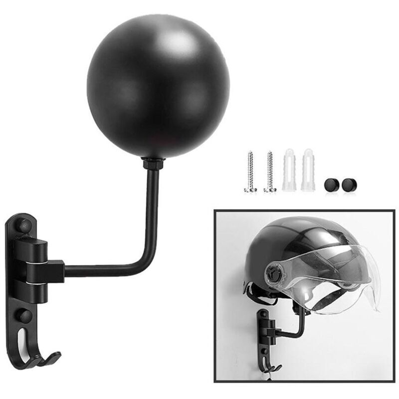 Eosnow Support de casque, support rotatif à 180 degrés avec 2 crochets, cintre d'atterrissage mural pour vélo moto manteaux chapeaux
