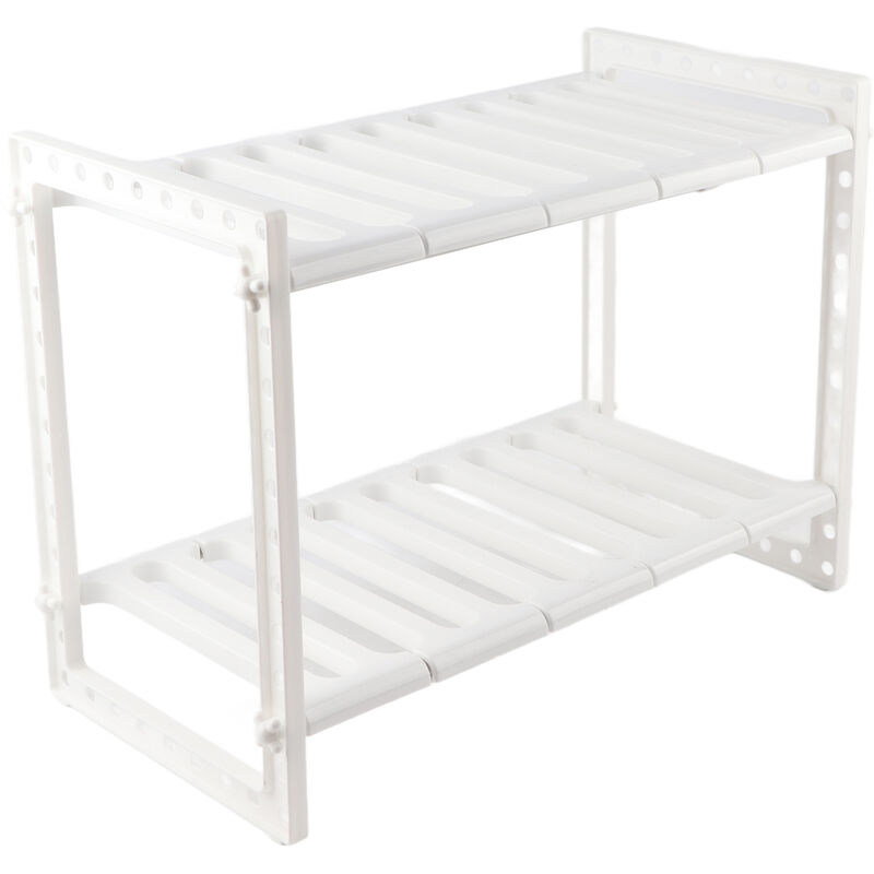 Eosnow Support sous évier à 2 niveaux, organisateur de rangement extensible en acier inoxydable, support d'étagère de cuisine