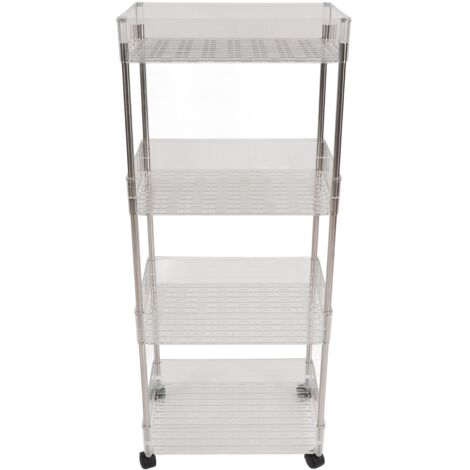 Eosnow Table à langer pour bébé, chariot avec roulettes, organisateur de rangement des essentiels de la pépinière pour nouveau-né, mobile à 4 couches, rectangulaire Transparent L