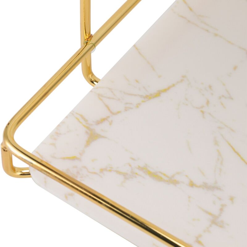 Eosnow – Étagère de rangement pour cosmétiques 2 niveaux – Grande capacité étanche en métal doré – Pour salle de bain, cuisine, chambre à coucher