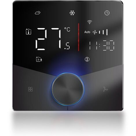 Eosnow Thermostat de climatiseur WiFi 5 + 2 jours 6 périodes, contrôleur de température de climatisation centrale Programmable noir