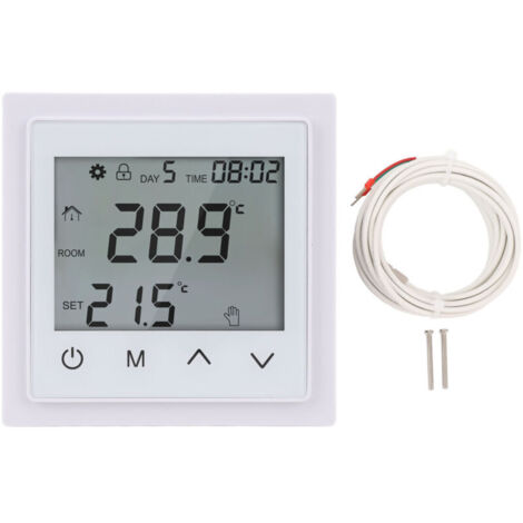 Eosnow Thermostat pour système de chauffage domestique, écran tactile LED, contrôleur de température au sol, AC85V-250V, 16A, blanc