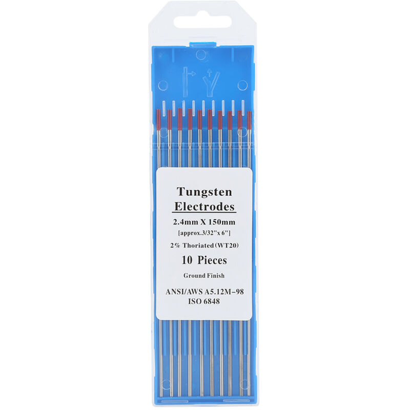 Eosnow Tige de Tig professionnelle d'électrode de tungstène WT20 2% thoriée pour machine à souder(2.4mm150mm)