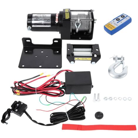 Eosnow Treuil de récupération électrique 3000lbs, Kit de télécommande à fil 12V pour camion SUV ATV remorque de bateau de remorquage