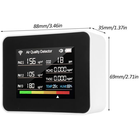 Eosnow Tuya WiFi-Luftqualitätsmessgerät, 13-in-1-Raumluftqualitätsmonitor, mit Alarm, für Home Offices, Schulhotels,Weiß