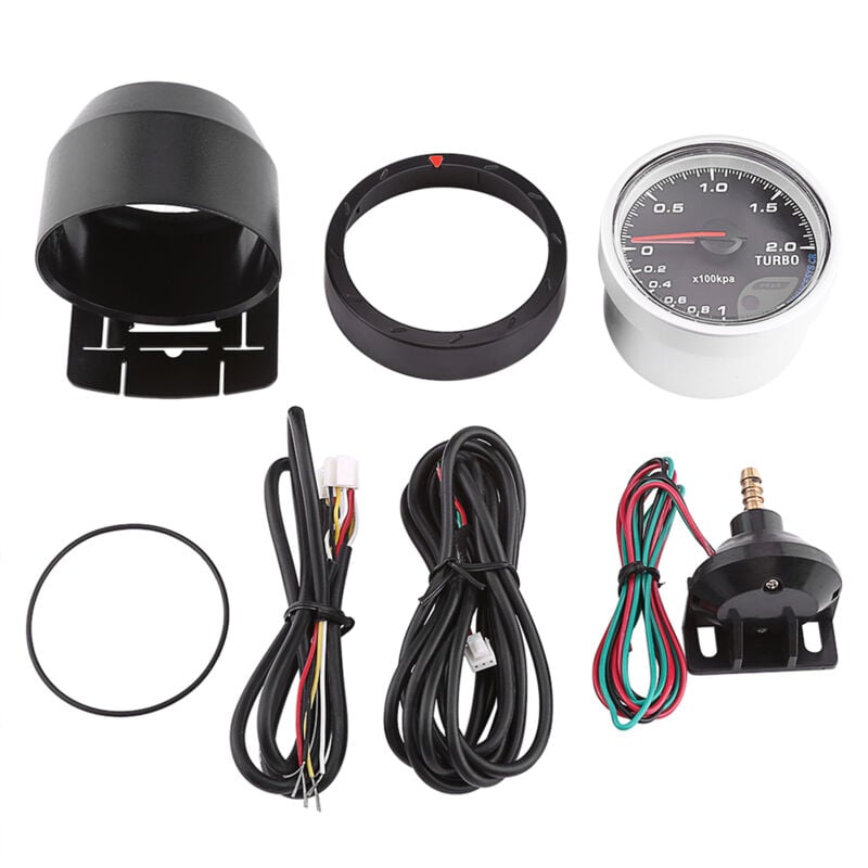 Image of Eosnow - Universal 60mm led Turbo Boost Meter Gauge Schwarz Shell Für Auto Racing Auto 0-200 Kpa