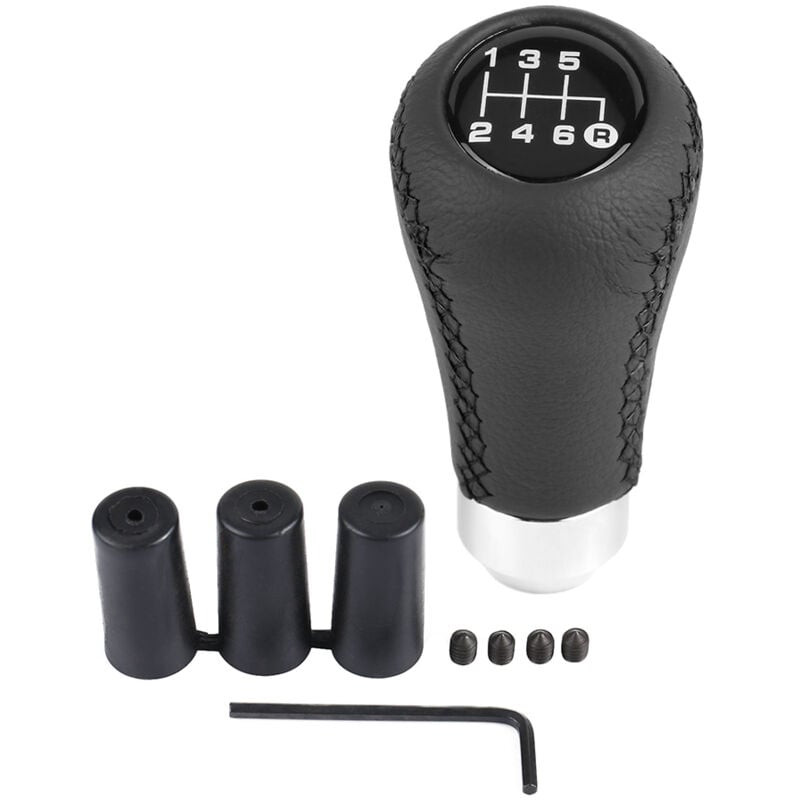 Image of Eosnow Universal Auto Fahrzeug 6 Gang Schaltknauf PU Shifter Stick mit 3 Schläuchen Schwarz