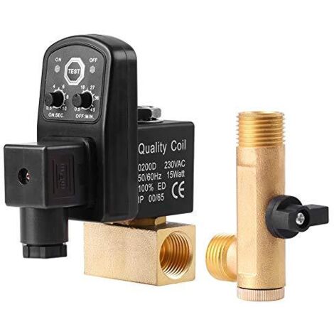 Eosnow  Válvula de drenaje temporizada electrónica automática G1/2 DN15 para condensado del compresor de aire (AC230V)