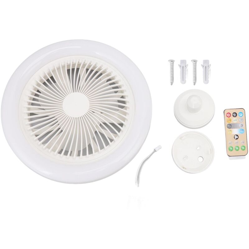 Eosnow - Ventilateur de plafond led 36 w, 9,8 pouces, petite lampe silencieuse avec ventilateur led E27 pour chambre à coucher, 86 à 265 v, blanc