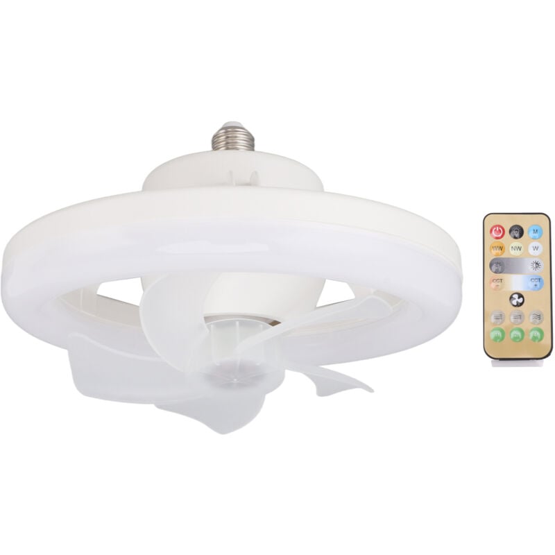 Eosnow Ventilateur de plafond rotatif à 360 degrés, lampe LED réglable E27, 5 pales, 48W, avec télécommande, pour Garage, 85 à 265V