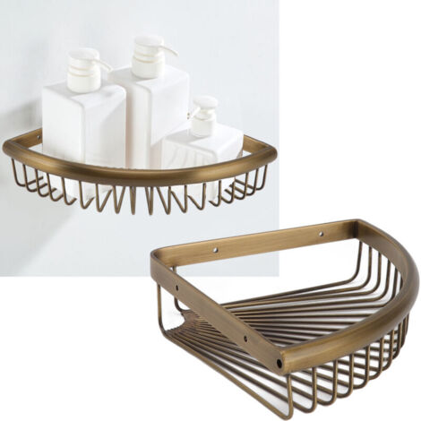 Eosnow Vintage Dreieckiges Eck-Duschregal aus Messing, Eck-Badezimmer-Organizer