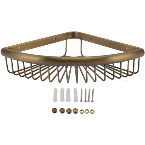 Eosnow Vintage Triangular Brass Corner Shower Storage Shelf, Corner Bathroom Organizer