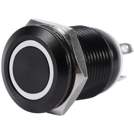 Eosnow Voiture 12mm lumière LED bouton poussoir momentané interrupteur à bascule botier noir 2A